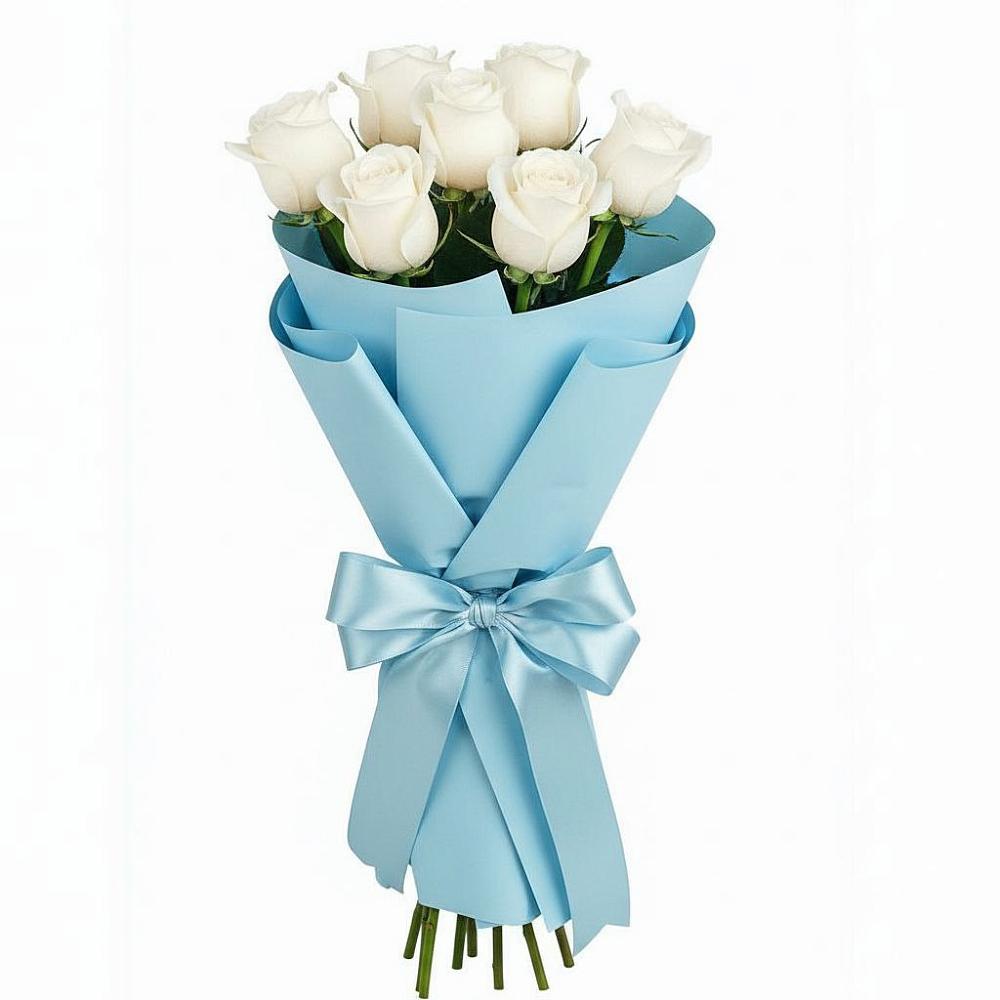Букет 7 белых роз Проуд в Морозово