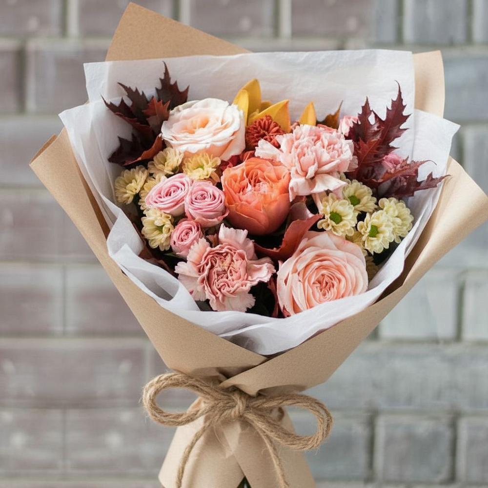 Букет цветов из: Гвоздики, Хризантемы и Розы в Морозово