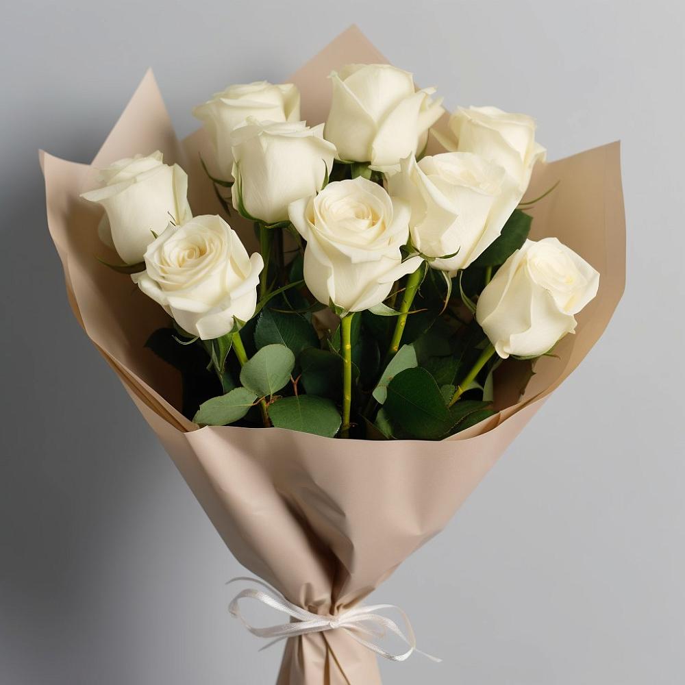 Букет 9 Белых роз Эдлесс Лав в Морозово