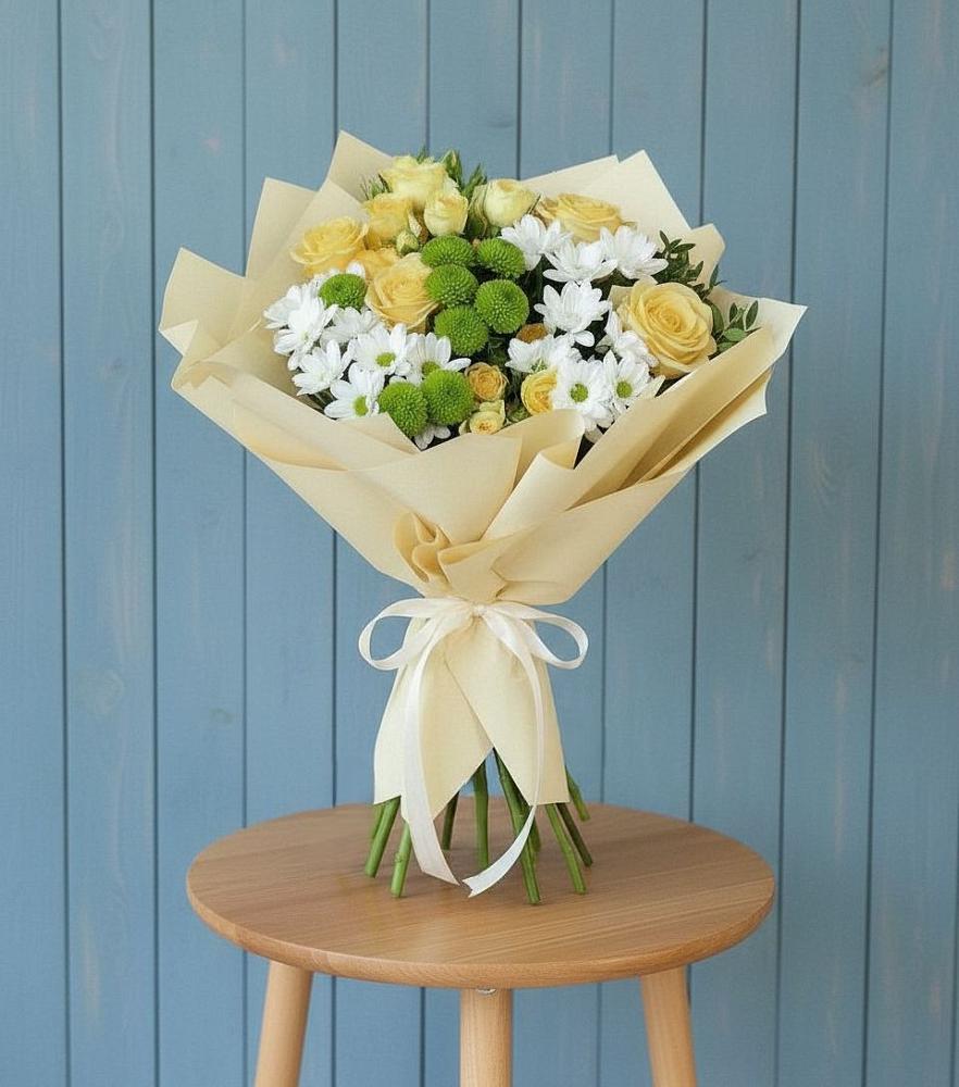 Букет цветов из: Хризантемы и Розы в Морозово