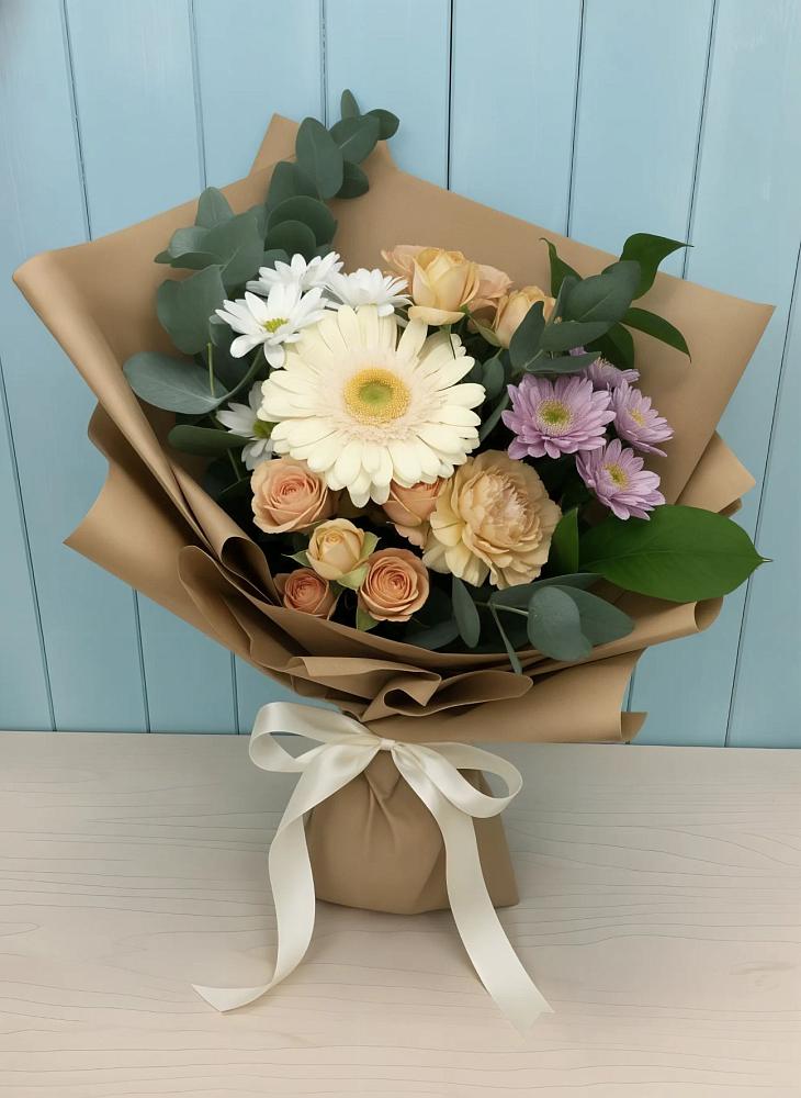 Букет цветов из: Герберы и Хризантемы в Морозово
