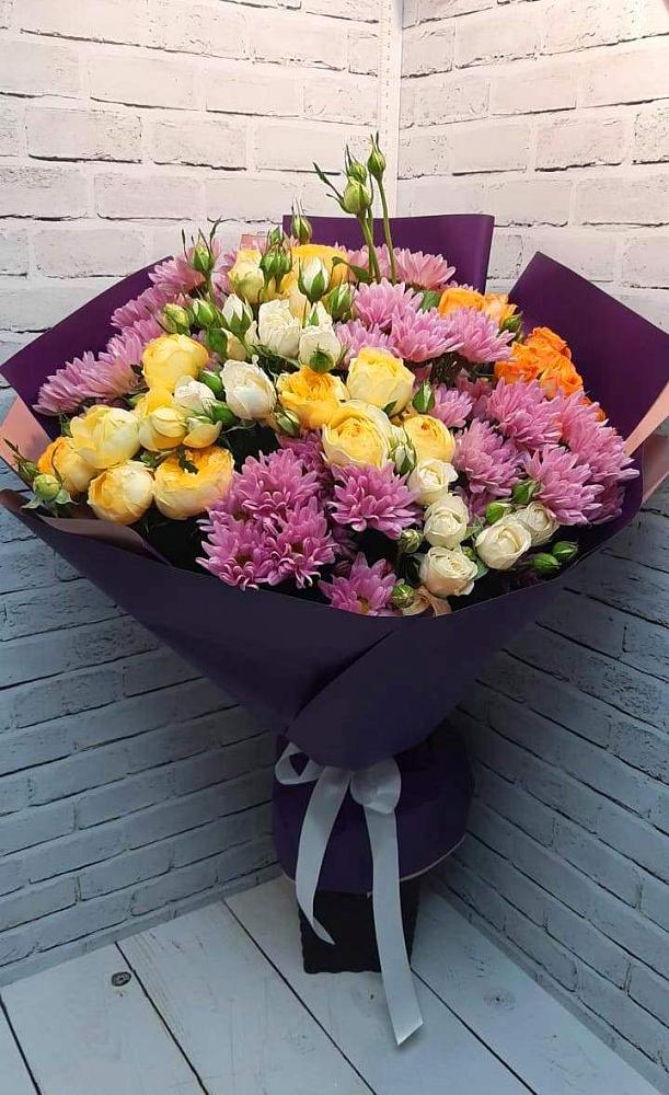 Букет цветов из: Хризантемы и Розы в Морозово