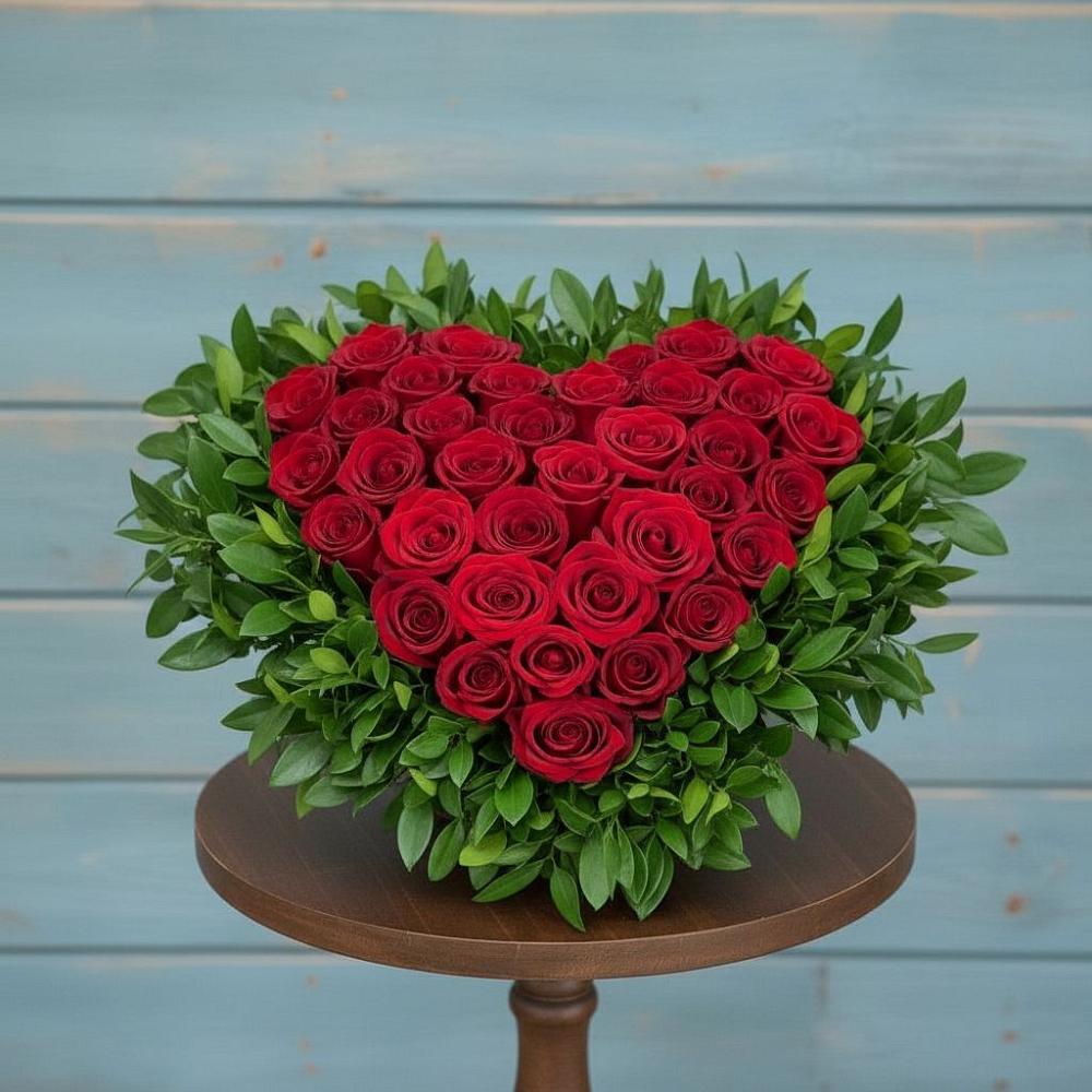 Цветочная композиция из Розы в виде сердца в Морозово