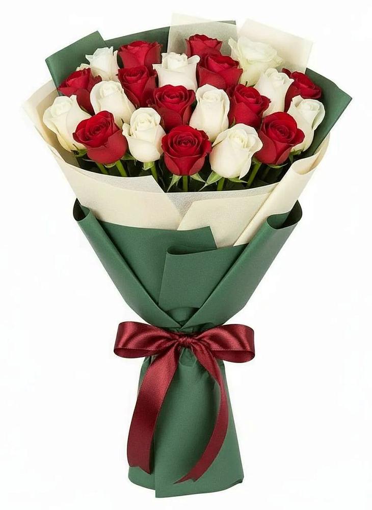 Букет Микс из красных и белых роз в Морозово