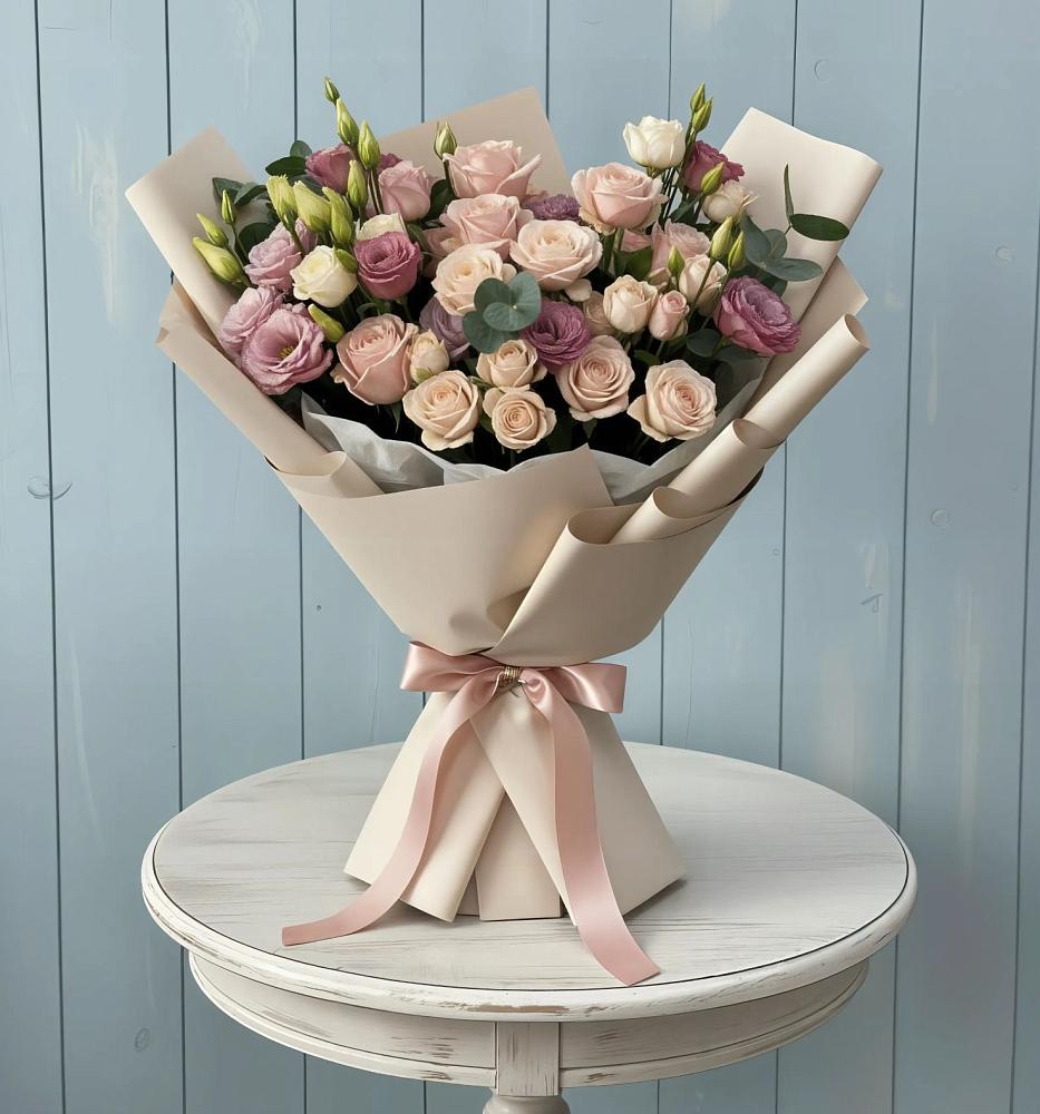 Букет цветов из: Розы и Лизиантусы в Морозово