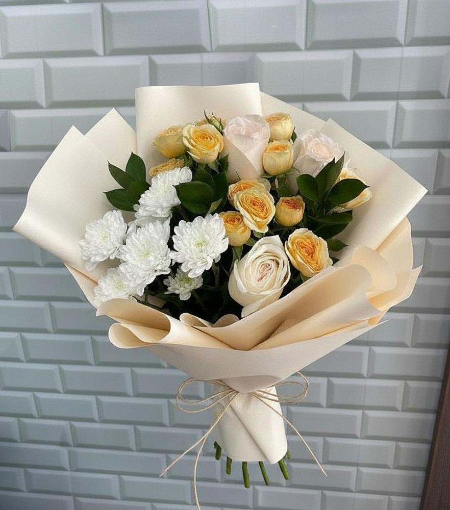 Букет цветов из: Розы и Хризантемы в Морозово