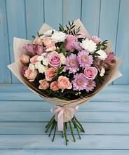 Букет цветов из:  Хризантемы, Розы и Альстромерии в Морозово