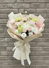 Букет цветов из:  Гвоздики, Розы, Лизиантусы и Хризантемы #REPLACE_PRED# Морозово